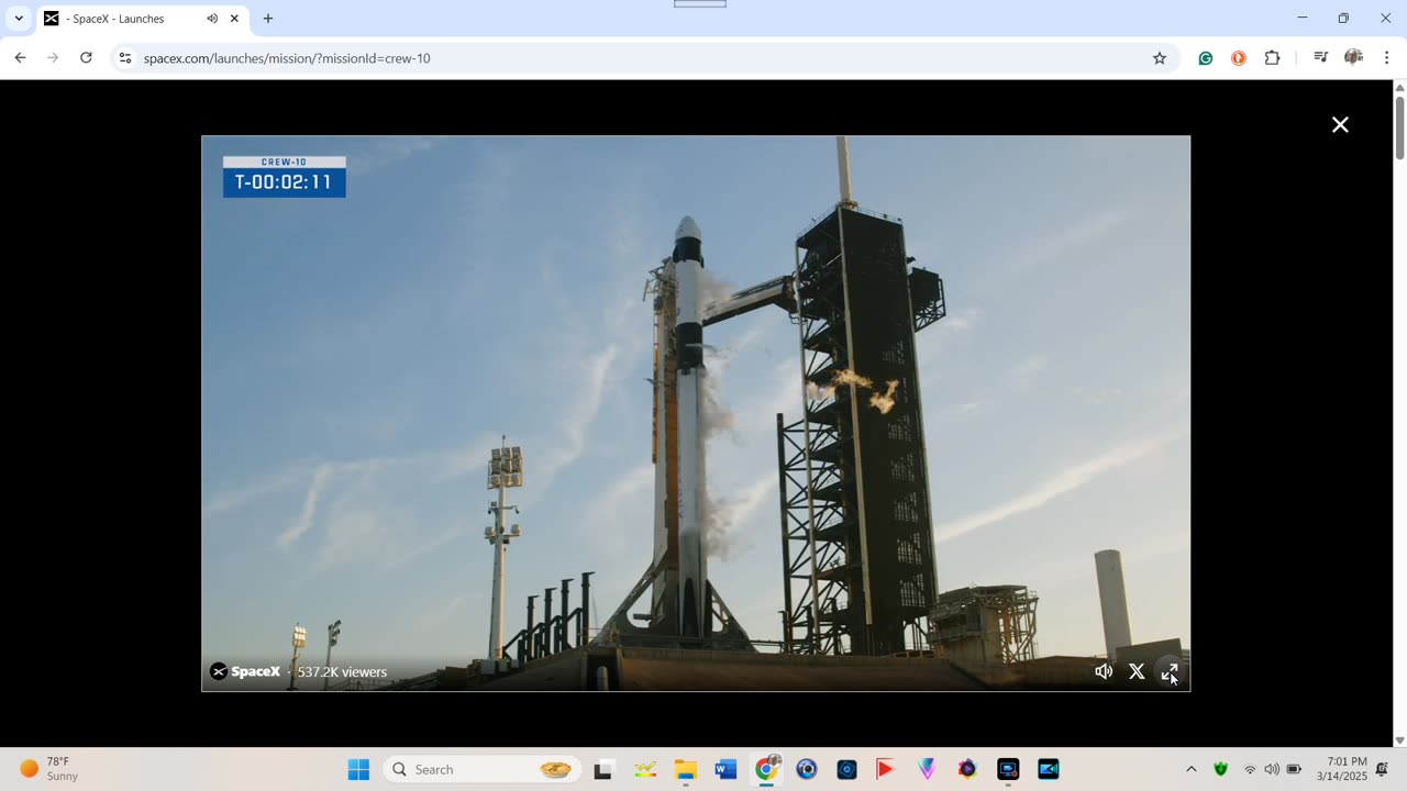 Space X launch on 3/14/25