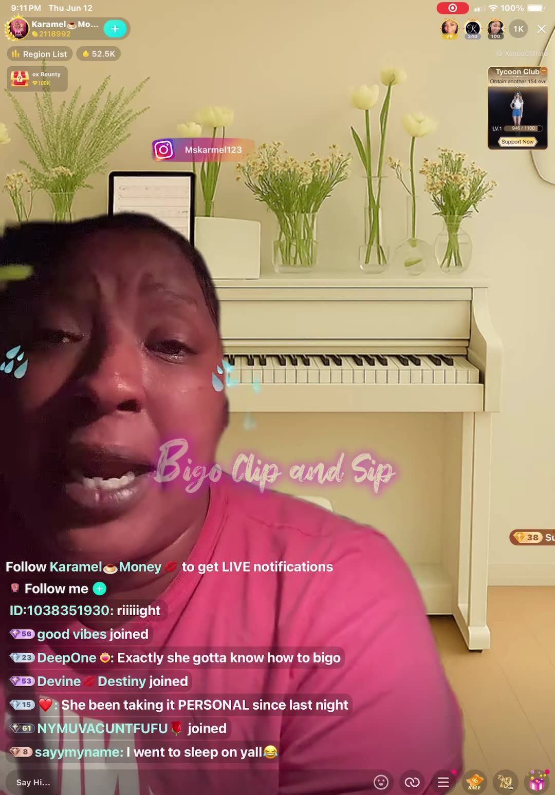 Karamel visibly hurt by fallout w/Auntie Whip but stands her ground 6/12/25 #bigoclipandsip