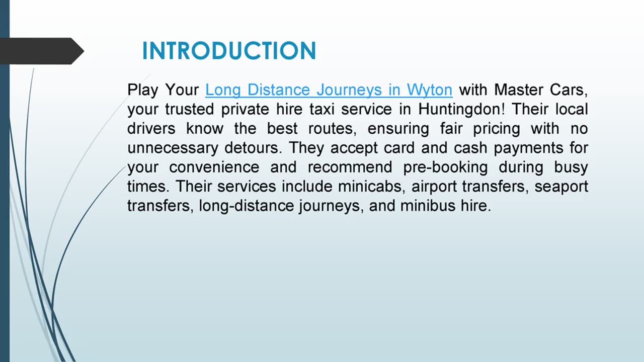 Play Your Long Distance Journeys in Wyton