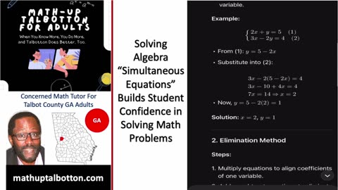 Math Up Talbotton-Solving Simultaneous Equations Build All Around Math Confidence