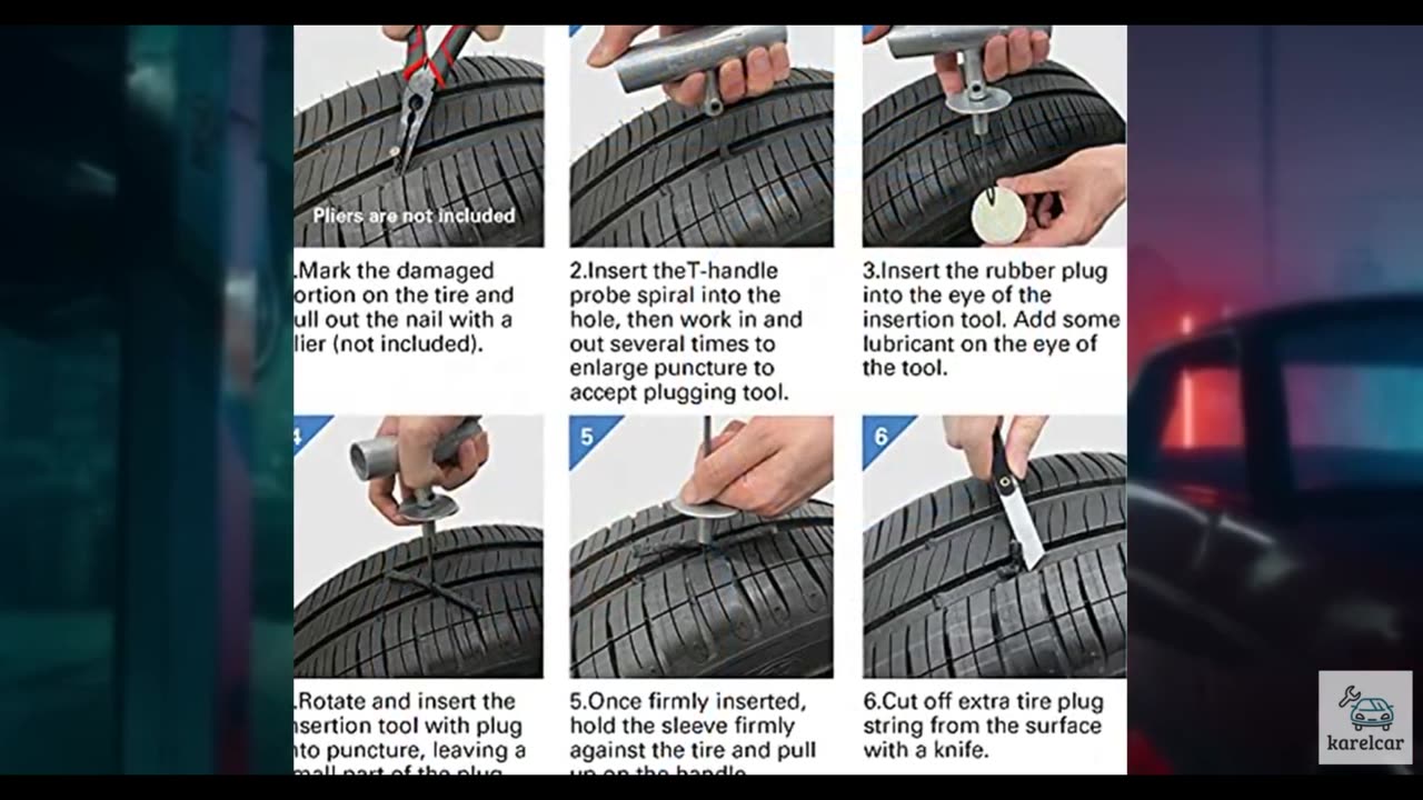 CKAuto Universal Tire Repair Kit, Heavy Duty Car Emergency Tool Kit for Flat Ti