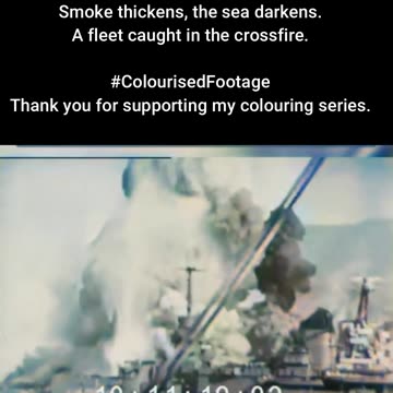 British Naval Guns Target Anchored Fleet #ColourisedHistory