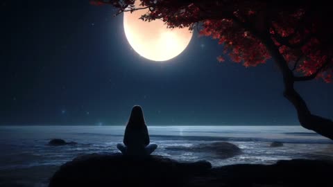 “Meditate by the Ocean Waves 🌊 | Full Moon Serenity”