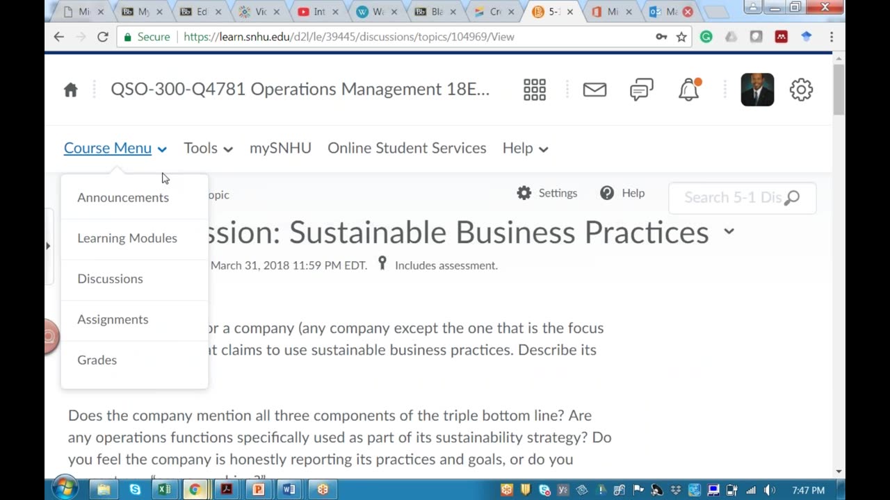 Southern New Hampshire Uni QSO-300 Operations Mgt Success Call 3 w/ Dr. Justin Goldston Gemach