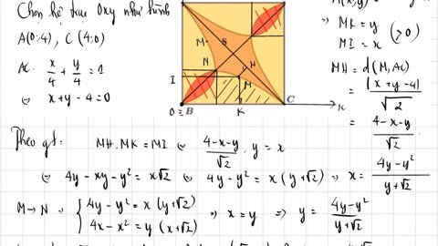 Cho hình vuông ABCD cạnh bằng 4. Gọi M là tập hợp các điểm thỏa mãn với các tam giác vuông