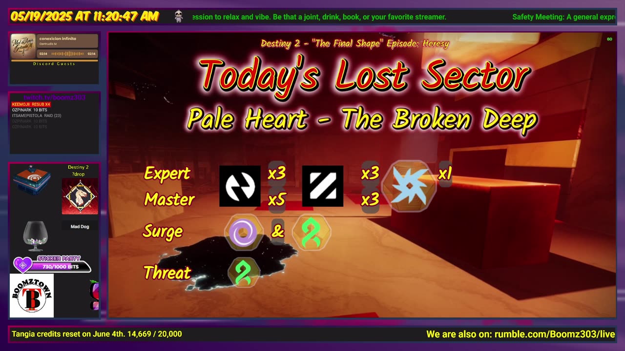 Destiny 2: 5-19-25 The Broken Deep is the Lost Sector. Void/Strand Surge.