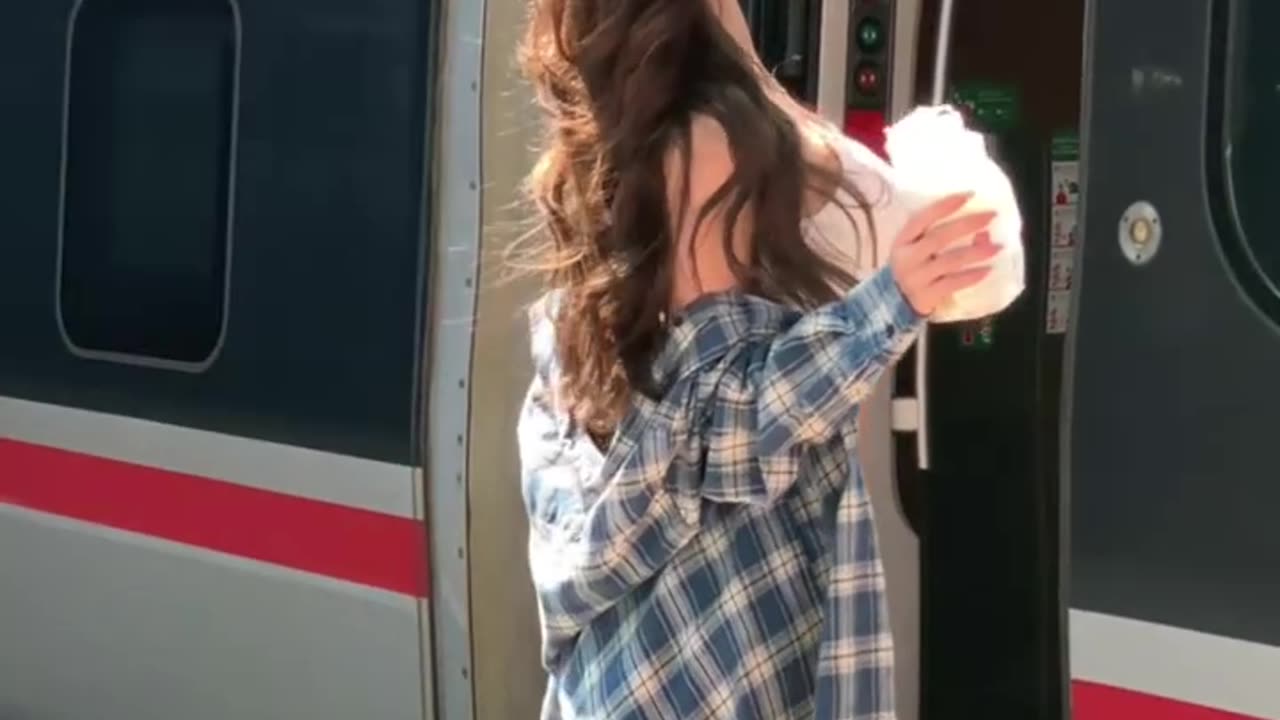 Fit check anywhere at the high-speed rail station Hehe I