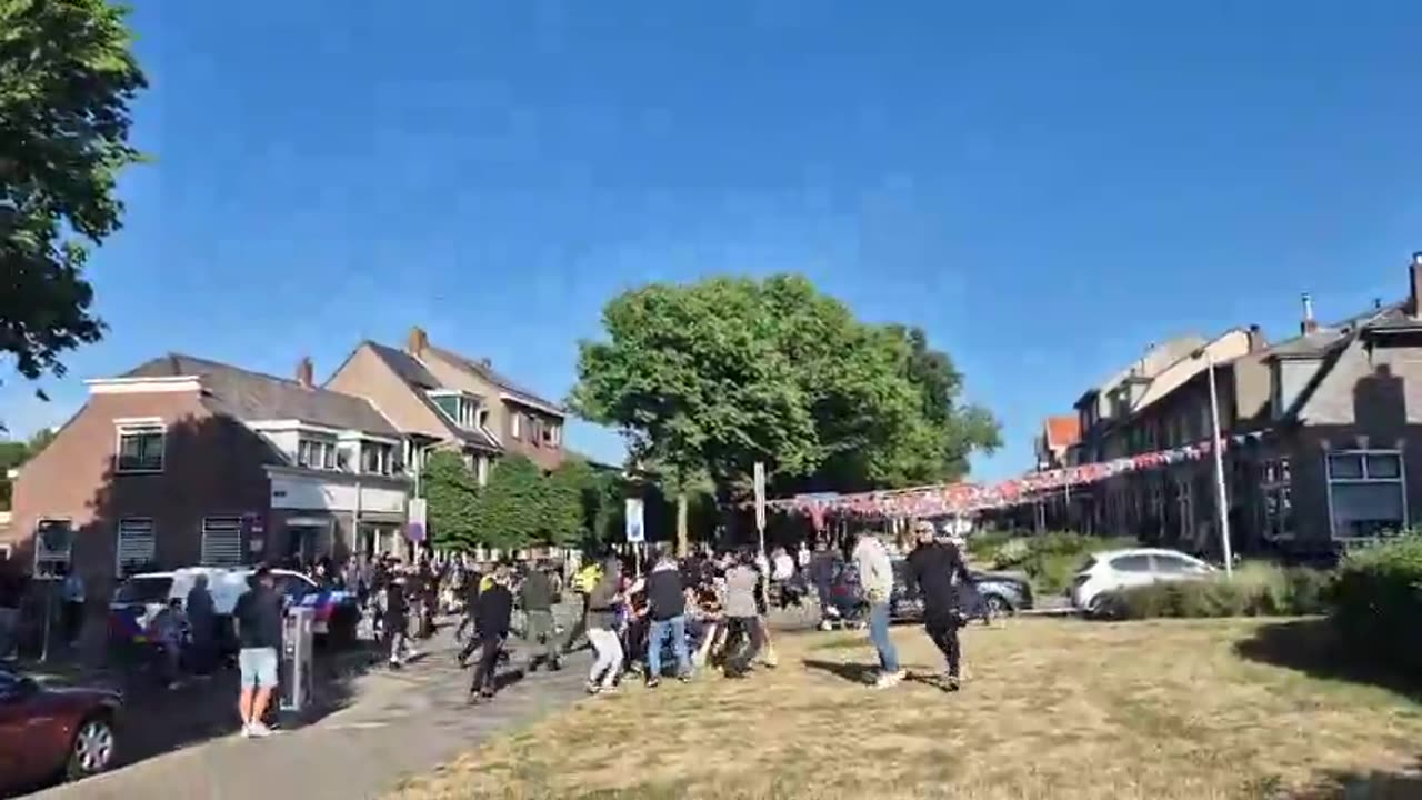 Christian worshippers chase away pro-Palestinian rioters who disrupted their church service.