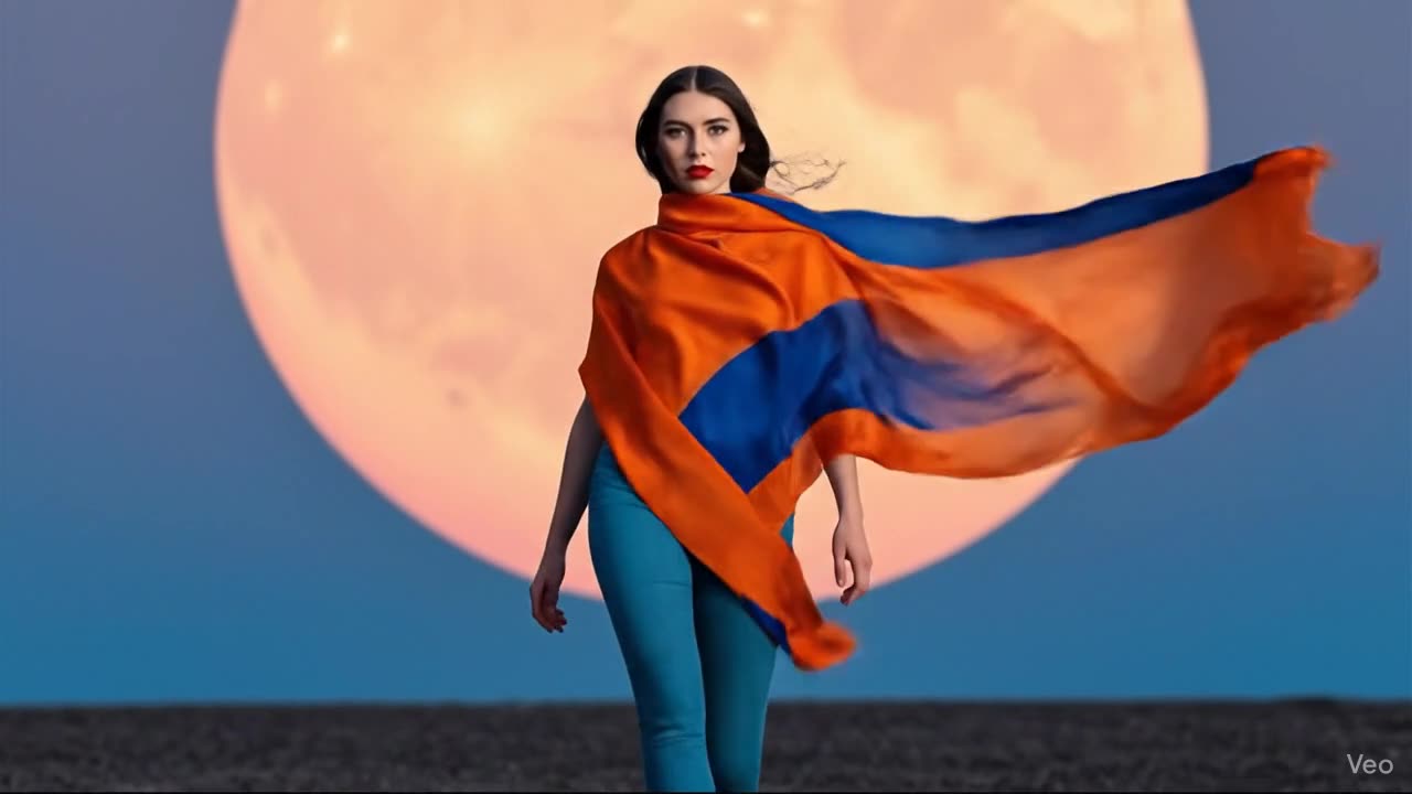 Super moon While Wearing Orange And Blue (AI Short)