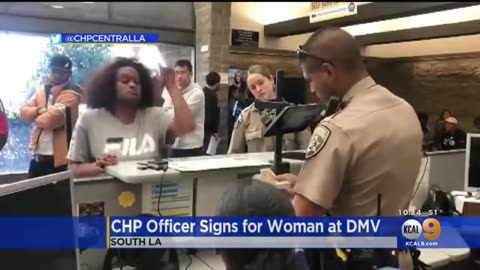 CHP Officer Helps Woman Communicate With DMV Workers Using ASL