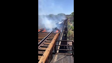 Train Trestle Bridge fire near Globe, Arizona.