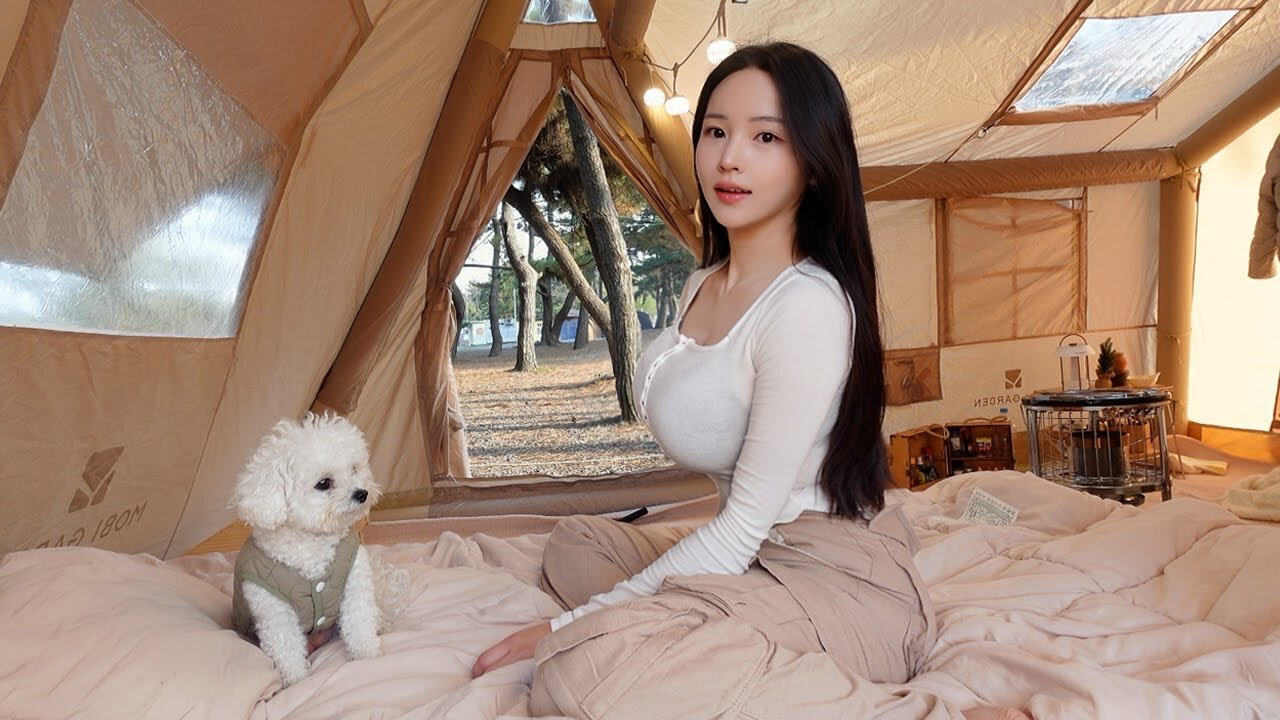 [ ASMR } Camping in a Comfort With New Air Tent by the Beach | Ocean & Nature ASMR