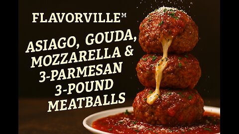 FlavorVille™ Gourmet Excellence | 3-Pound Asiago, Gouda, Mozzarella & Parmesan Meatballs