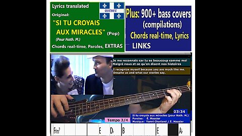 (Lyrics Transl.) Original Pour Nath.M. / Diaporama: "SI TU CROYAIS AUX MIRACLES" / If you believed.. (Pop) _ Chords real-time _ 900 bass covers (compils. LINKS) spiritos