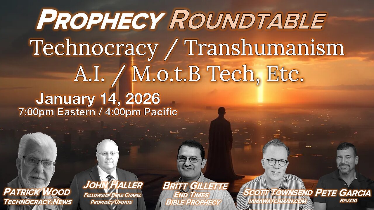 2026 01 14 Prophecy Roundtable Technocracy Transhumanism MotB Wood Townsend Gillette Garcia Haller