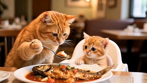 Mama Cat Catches Fish by the River, Heads Home to Cook Fish