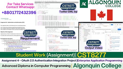 Client Work (Assignment) | CST8277 Assignment 4 – OAuth 2.0 Authentication Integration |Algonquin