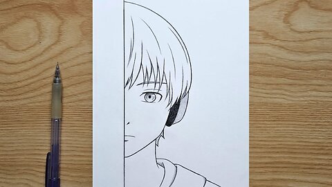 Easy anime drawing | How to draw anime half face step by step | anime with headphones for beginners