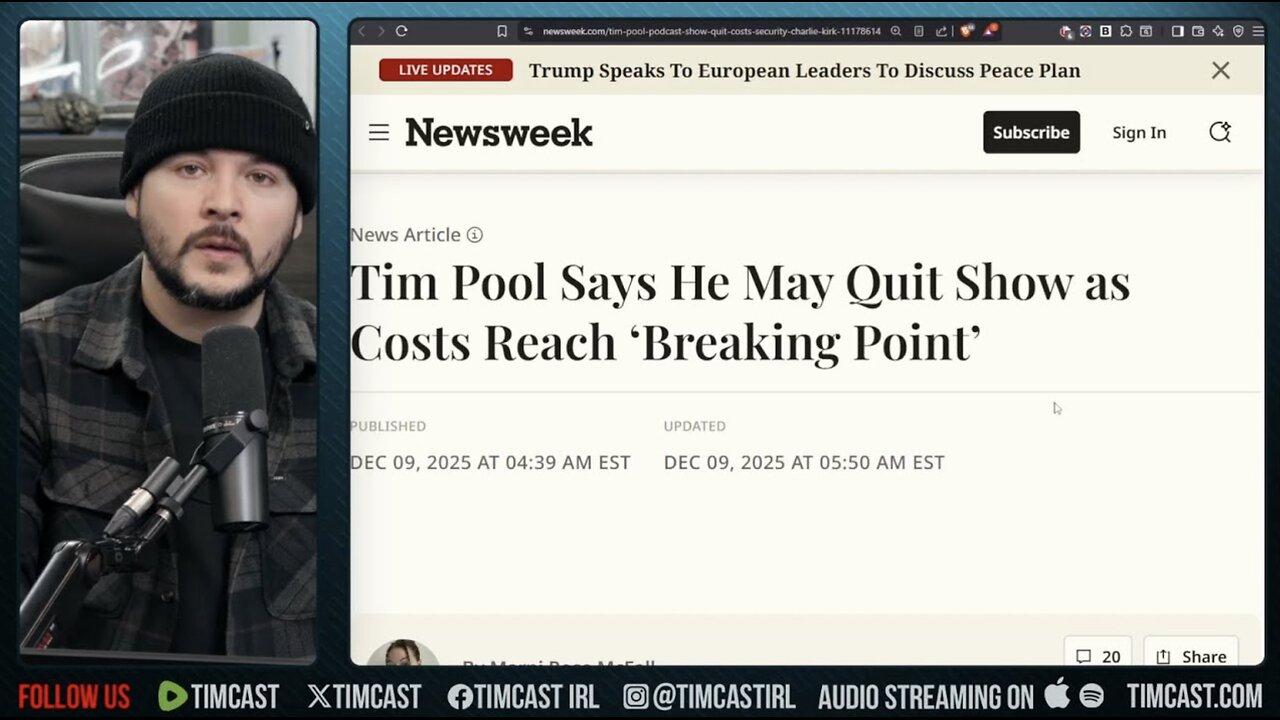 Tim Pool Addresses Reports He May Quit Over Political Violence