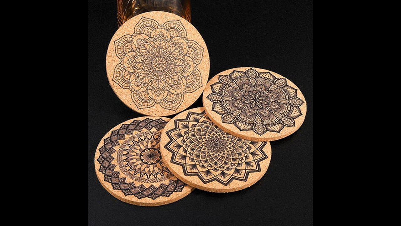 Retro Print Heat-Resistant, Non-Slip, And Absorbent Cork Coasters (Mixed Set of 4)