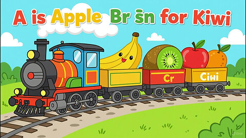 A is for Apple, B is for Banana, C is for Kiwi: Colorful Fruit Train Adventure!