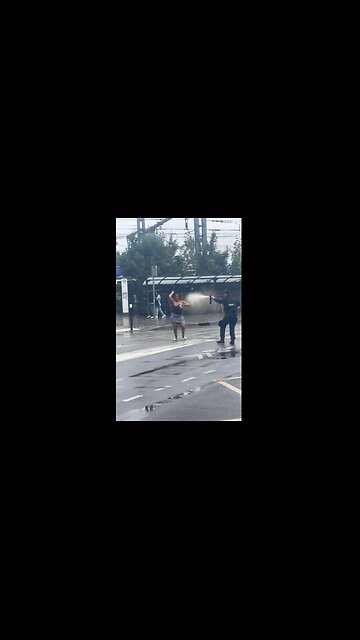 Paris, France: Cops pepper spray a knife wielding woman