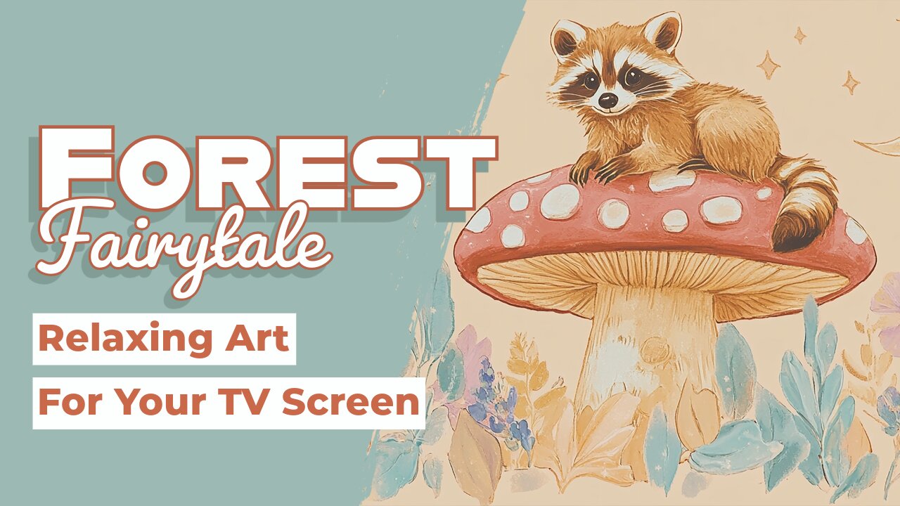 Whimsical Woodland Art | Cute Raccoon on a Mushroom Illustration