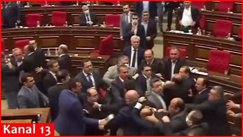 Fist fight between MPs during parliament session in Armenia