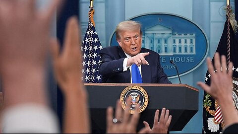 Donald Trump holds a press conference after the Supreme Court's decision