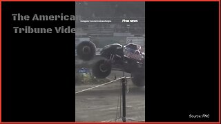 WATCH: 800 Pound Wheel Flies Off, Crushes Spectator’s Car During Monster Truck Rally