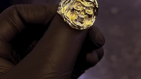 10K Yellow Gold Skull Ring
