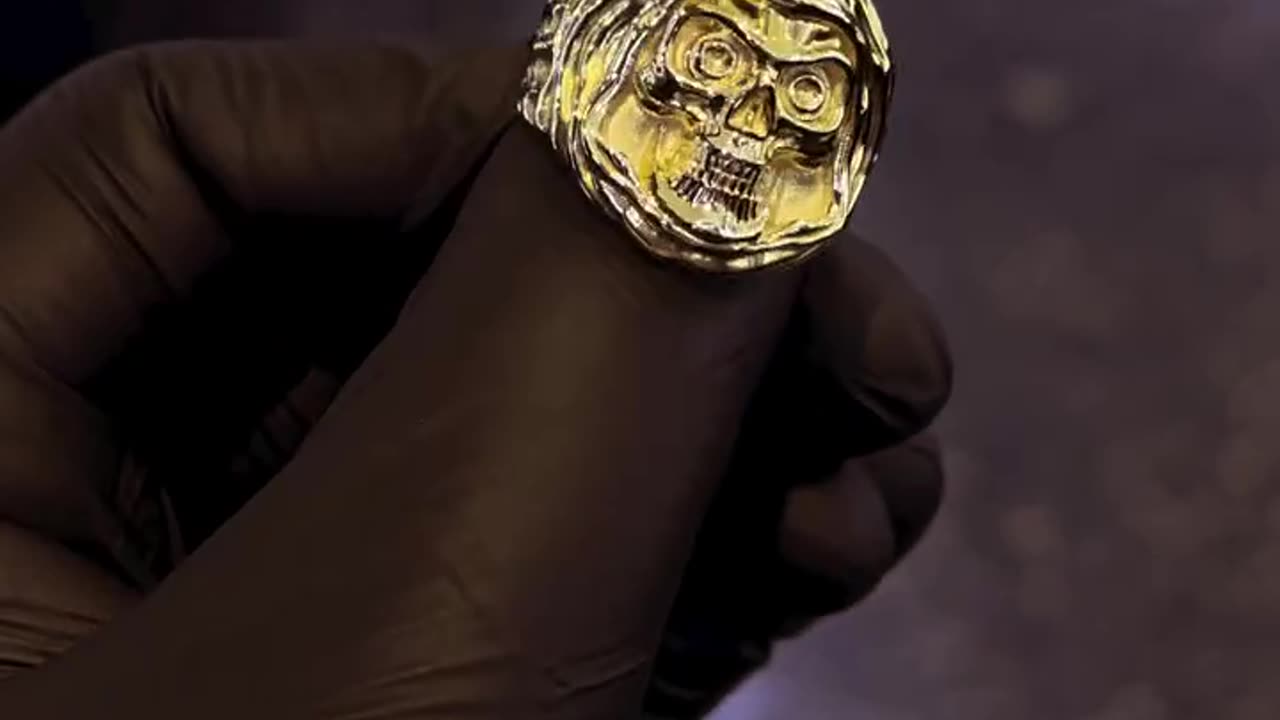 10K Yellow Gold Skull Ring
