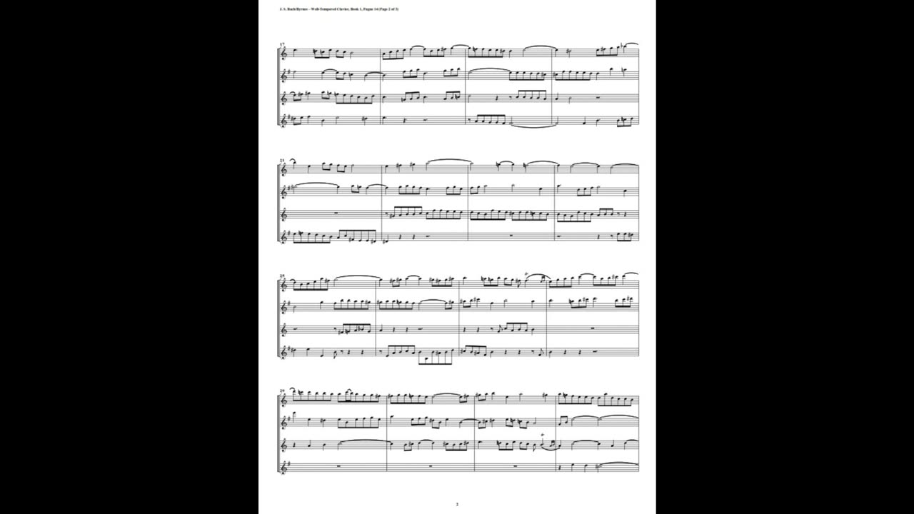 J.S. Bach - Well-Tempered Clavier: Part 1 - Fugue 14 (Saxophone Quartet)