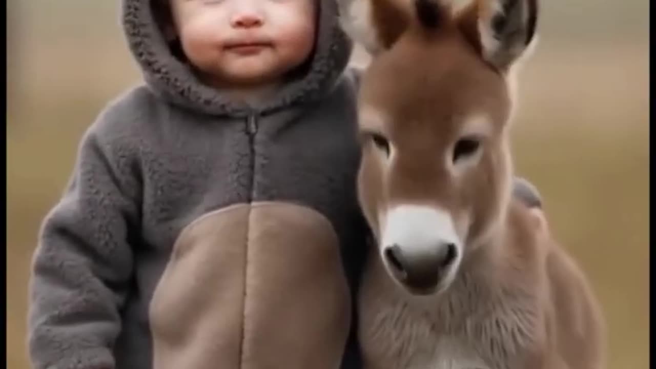 cute baby with animals
