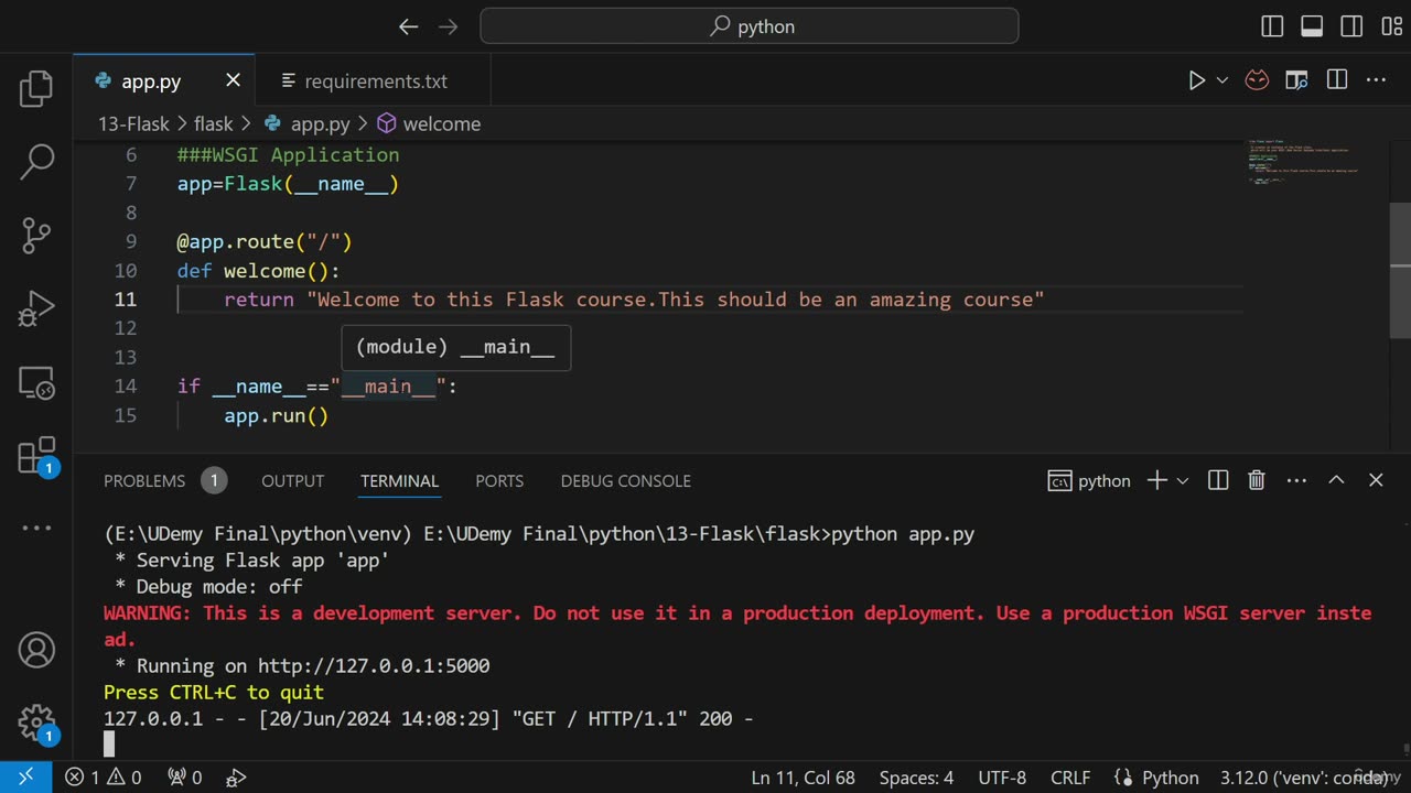 16.2 Understanding Simple Flask App Skeleton Krish Naik ML