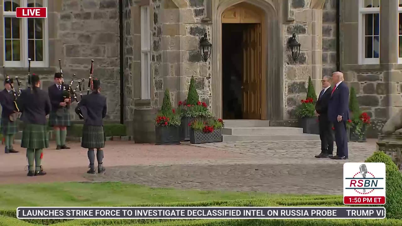 WATCH: President Trump and UK PM Arrive at the Macleod House & Lodge in Aberdeen, Scotland - 7/28/25