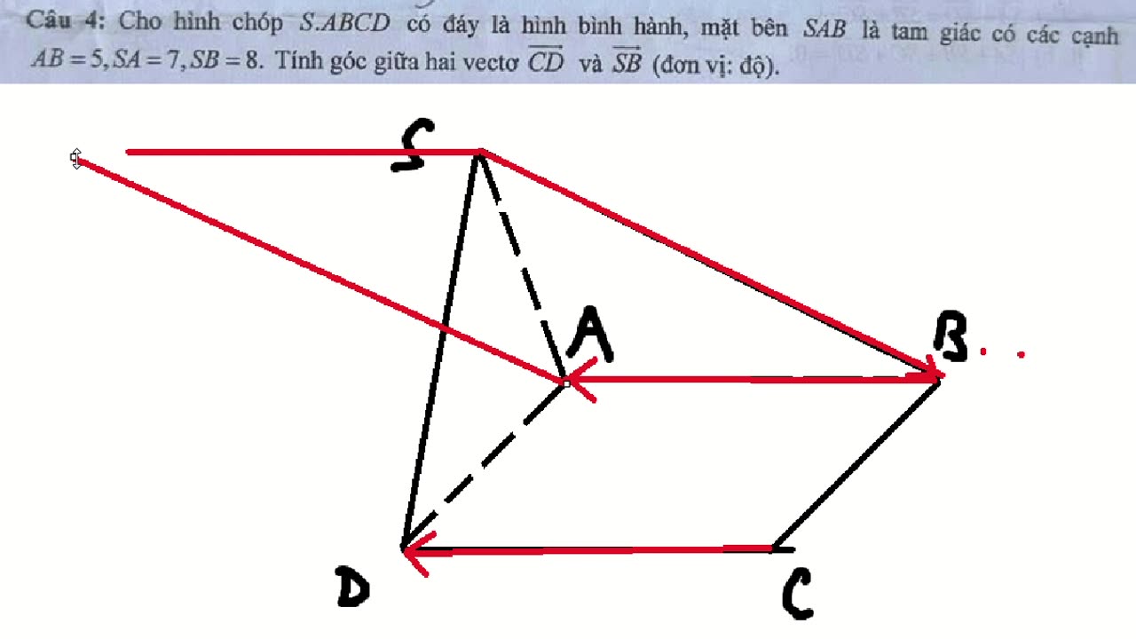 Sở Nam Định: Cho hình chóp S.ABCD có đáy là hình bình hành, mặt bên SAB là tam giác có các cạnh AB=5