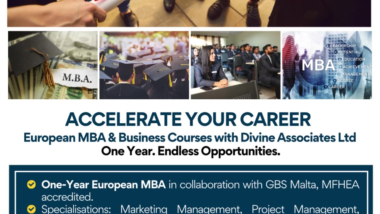 European One-Year MBA – Specialisations in Marketing, Banking & More via Divine Associates Ltd.