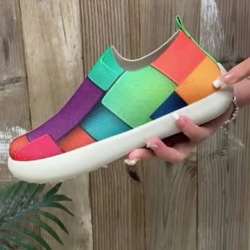 Women's Colorful Geometric Slip-On Sneakers