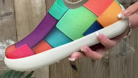 Women's Colorful Geometric Slip-On Sneakers