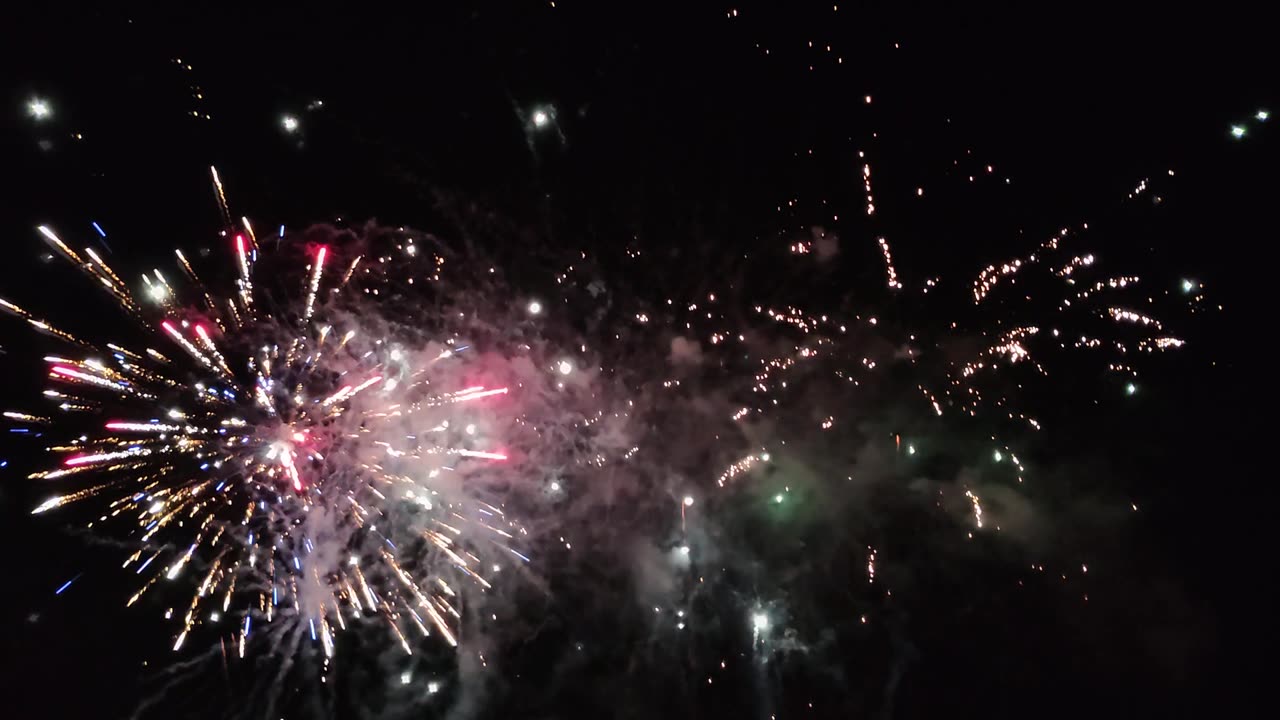 Middle and close Fireworks - landscape