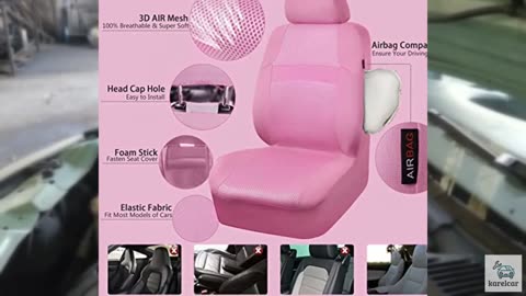 CAR PASS Pink Car Seat Cover Full Sets, Air Breath in Summer Mesh Seat Cover 5mm