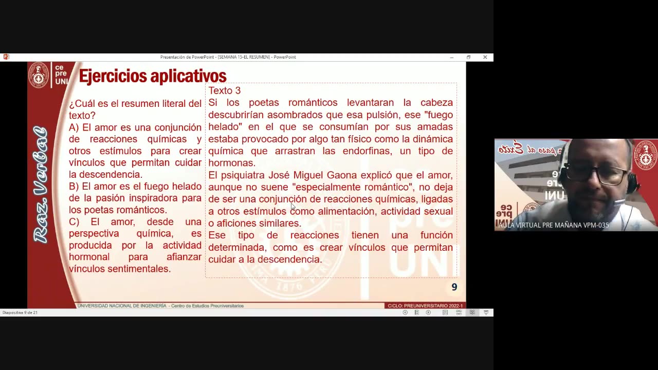 CEPRE UNI 2022 - 1 | Semana 15 | Raz. Verbal