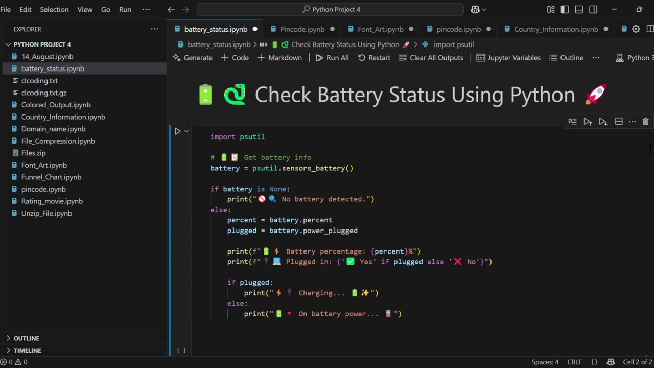 Check Your Laptop Battery Status Using Python