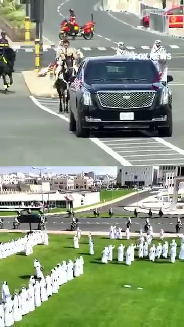 Qatar rolls out the red carpet for Trump's arrival—literally #news #trump #politics #shorts #world