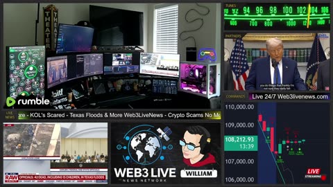 🔴 LIVE | Web3LiveNews 24/7 Texas Floods - Crypto Scam Bill - KOLs Scared. CT Full Panic Mode