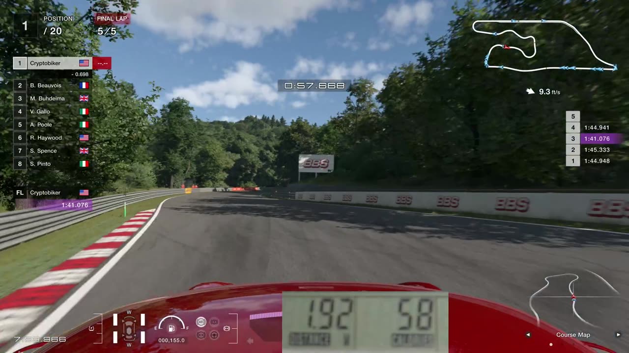 Playing Gran Turismo 7 while riding exercise bike