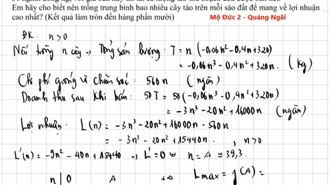 Sản lượng táo trên mỗi cây khi thu hoạch lệ thuộc vào mật độ cây trồng. Với cùng một phương pháp