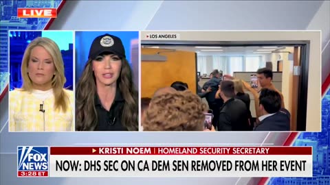 DHS Sec Noem REFUTES Sen. Padilla's claim that he was just there to peacefully ask a question: