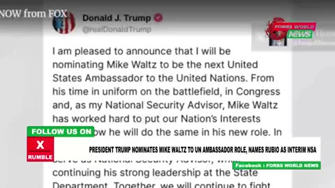 Mike Waltz nominated to UN Ambassador